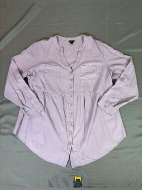 Torrid Lavender Blouse Size 0 Flowy Babydoll Button Front Long Sleeve Top